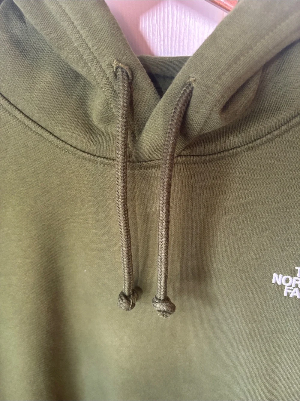 The North Face Olive Green Pullover Hoodie with White Logo